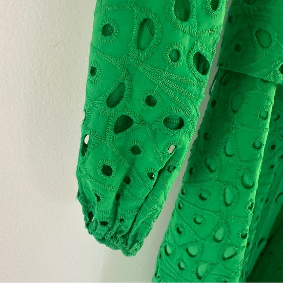 ZARA OPENWORK EMBROIDERED DRESS GREEN ( SIZE S) - Picture 7 of 11